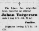 Johan Torgersen - Dødsnotis